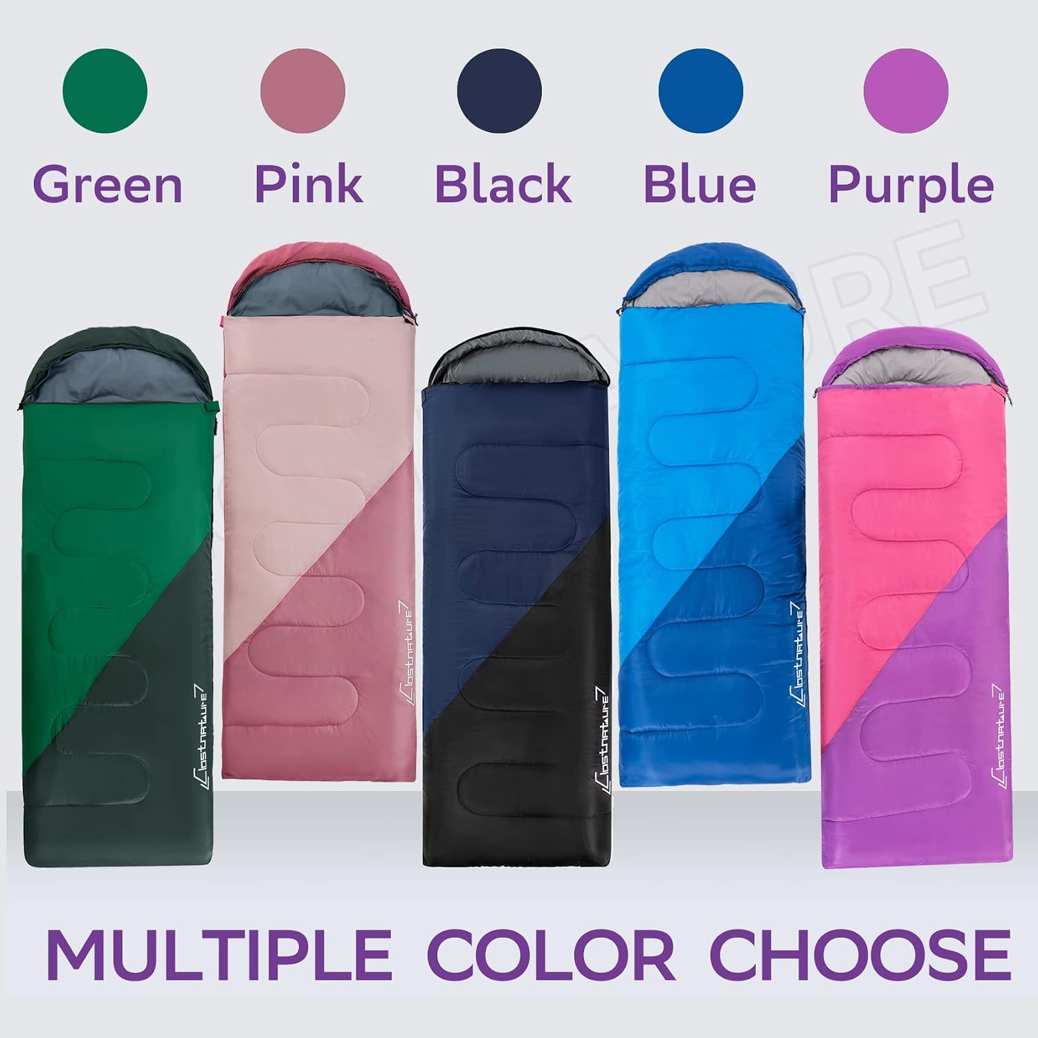 Detalle de Clostnature 4-Season Sleeping Bag for Adults and Kids — Compact, Lightweight, Right Zipper