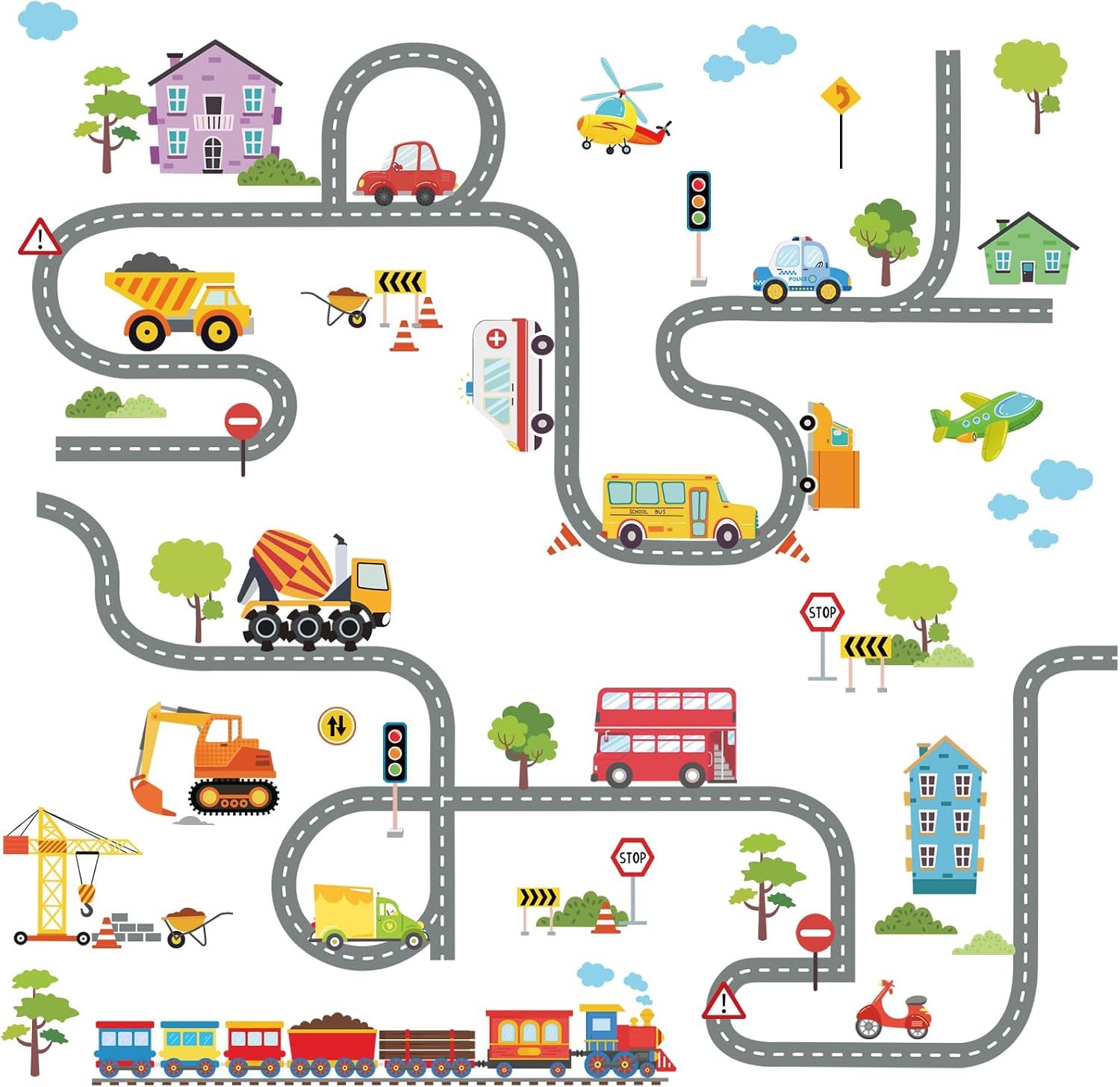 Detalle de FUFUQUARE Car Road Wall Stickers for Kids 🧩