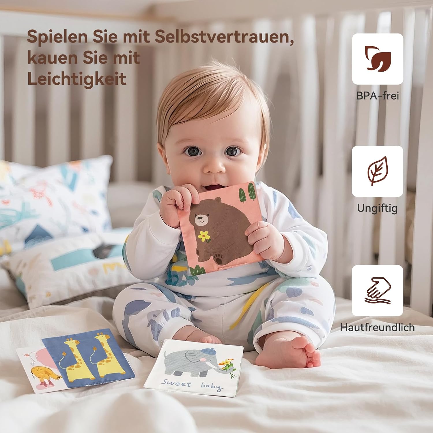 Detalle 2 de Montessori Spielzeug Baby Tücherbox – sensorik & Frühlernen ab 6 Monaten