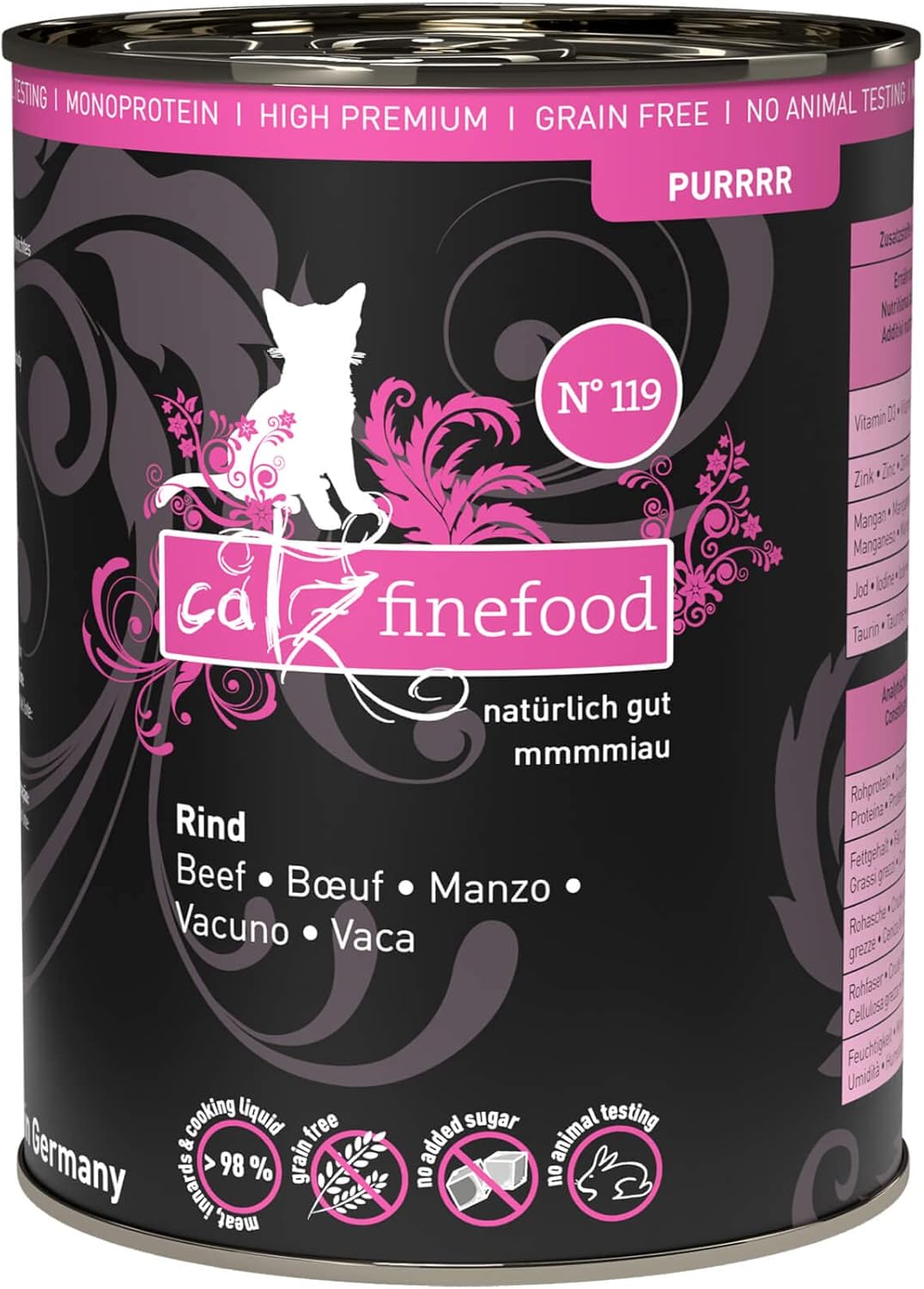 Thumbnail 6 de catz finefood Purrrr Rind Monoprotein Katzenfutter nass N°119 – 70% Fleischanteil, ernährungssensible Katzen, 16 x 85 g