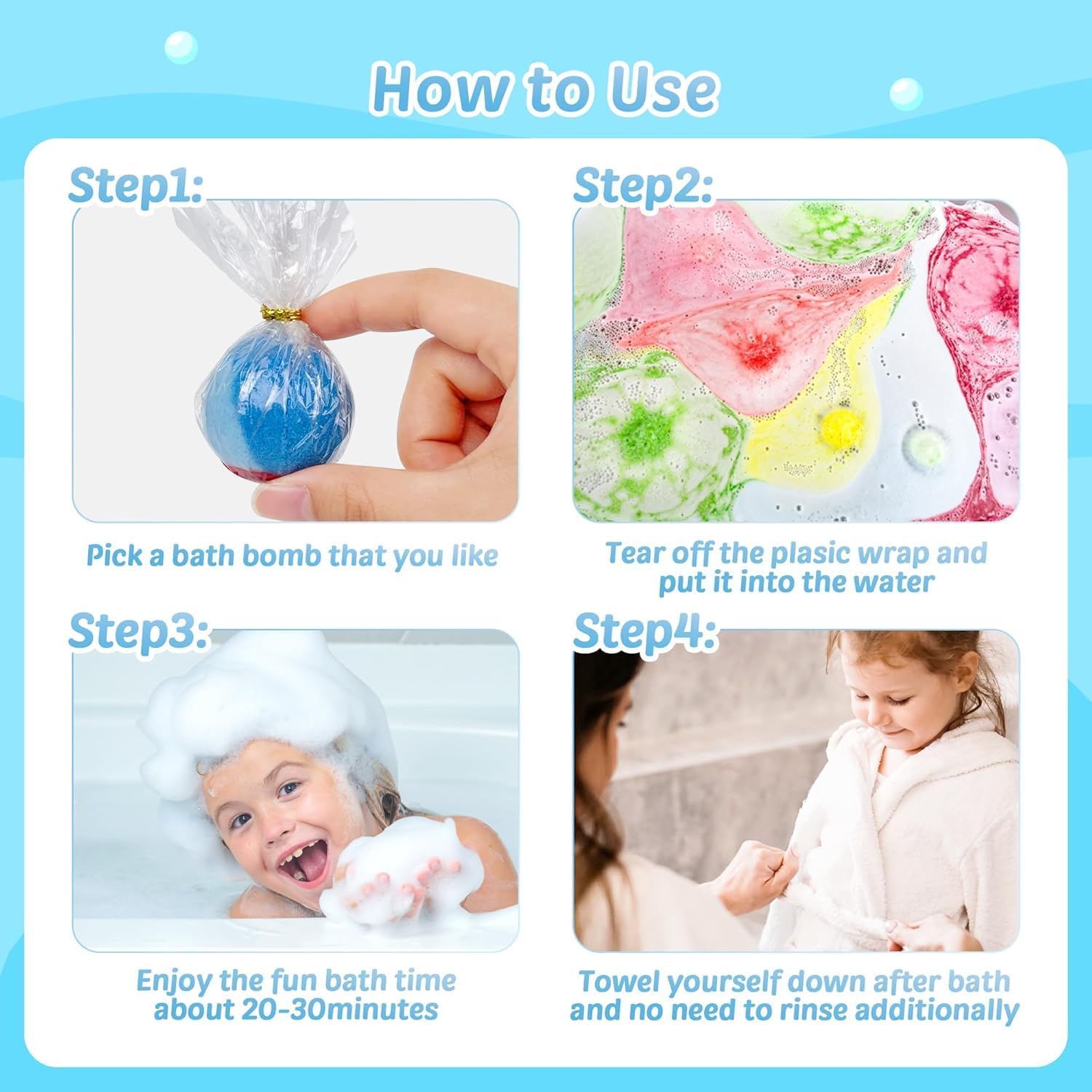 Thumbnail 6 de Bath Bombs for Kids: 24 Glow‑In‑The‑Dark Surprise Bath Fizz with Natural Colour