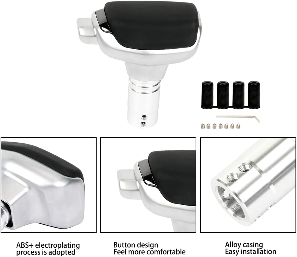 Detalle de Muge Racing Gear Shift Knob with PU Leather and Metal Construction (Black) for Most Cars