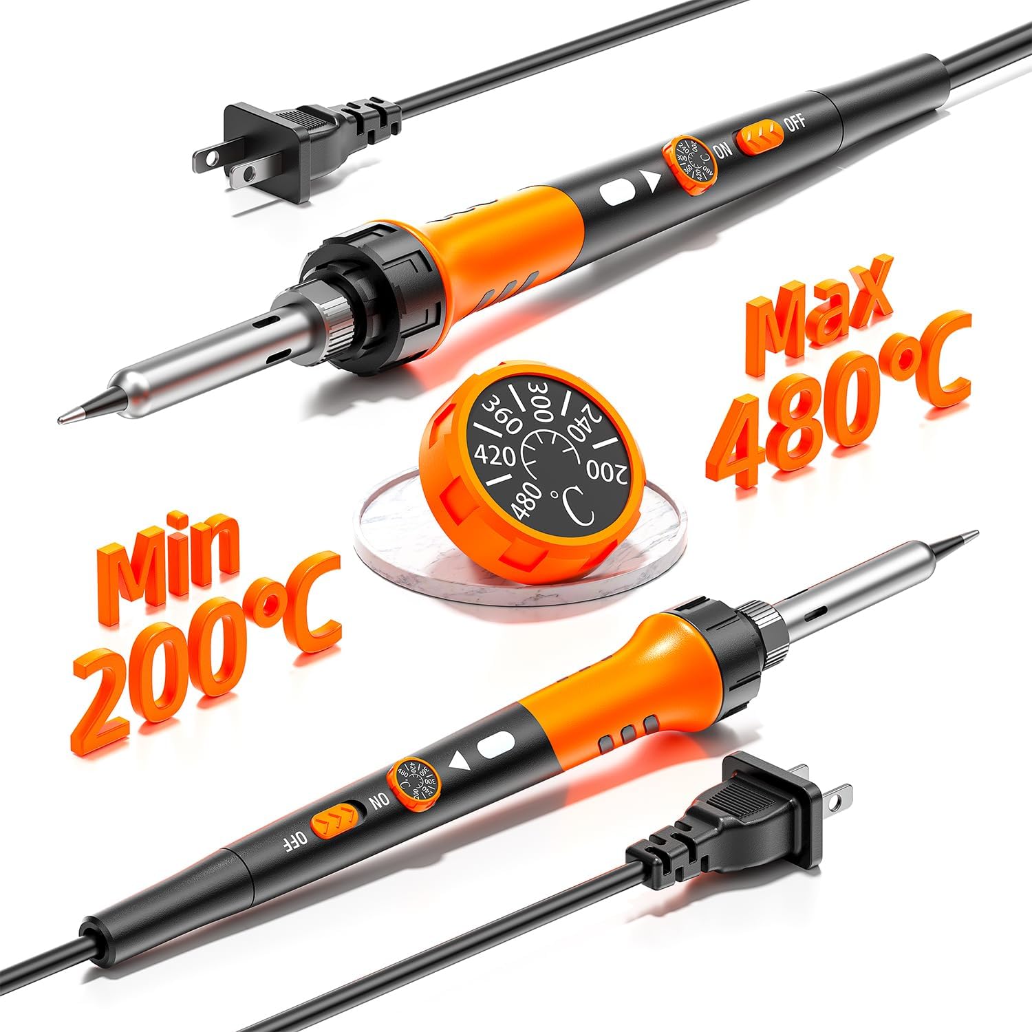 Detalle de MEAKEST 60W Soldering Iron Kit, 12-in-1 with Ceramic Heater and Adjustable Temperature