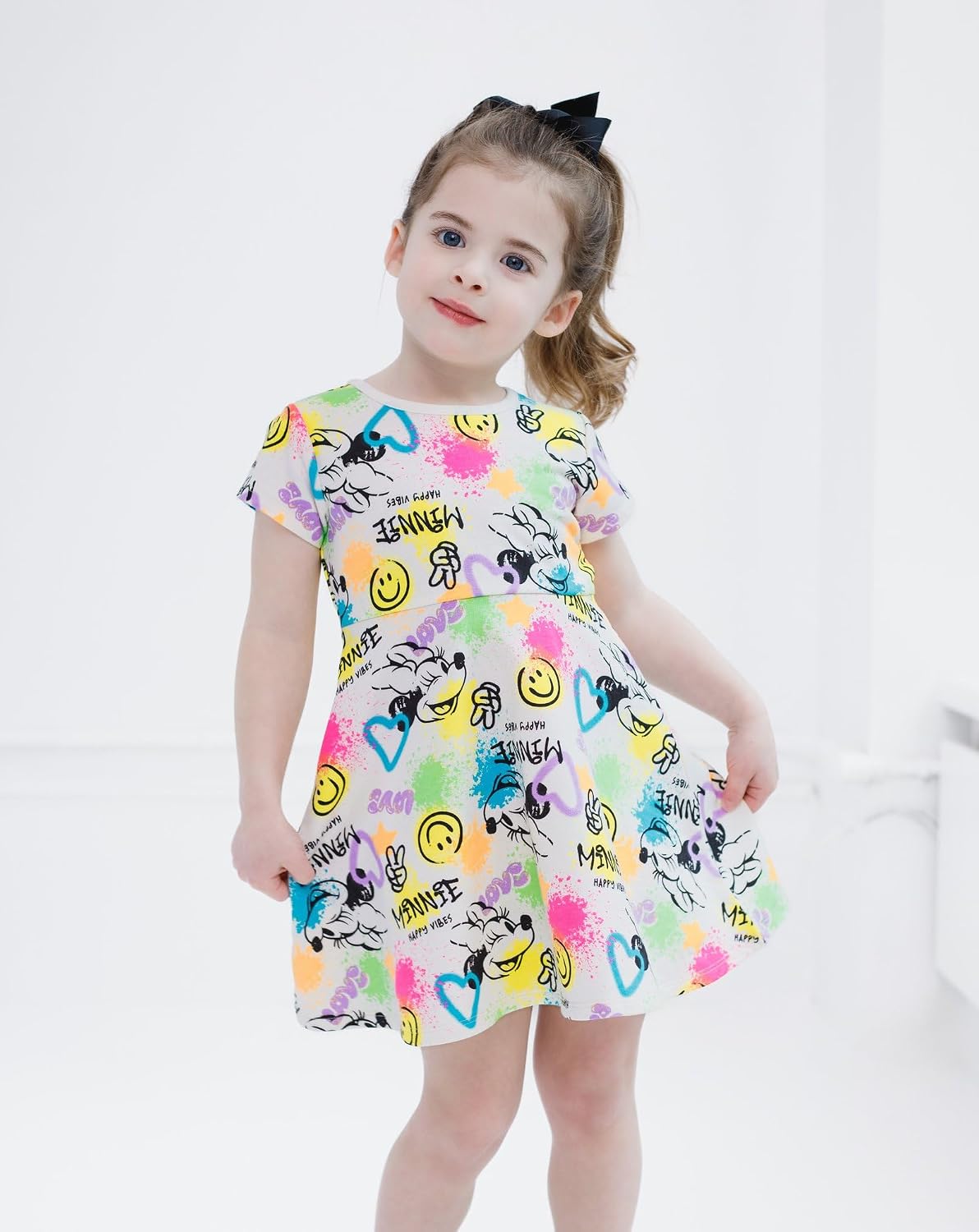 Detalle de Disney P-G2D7029NM Girls' Short-Sleeve Skater Dress, Cotton-Blend French Terry
