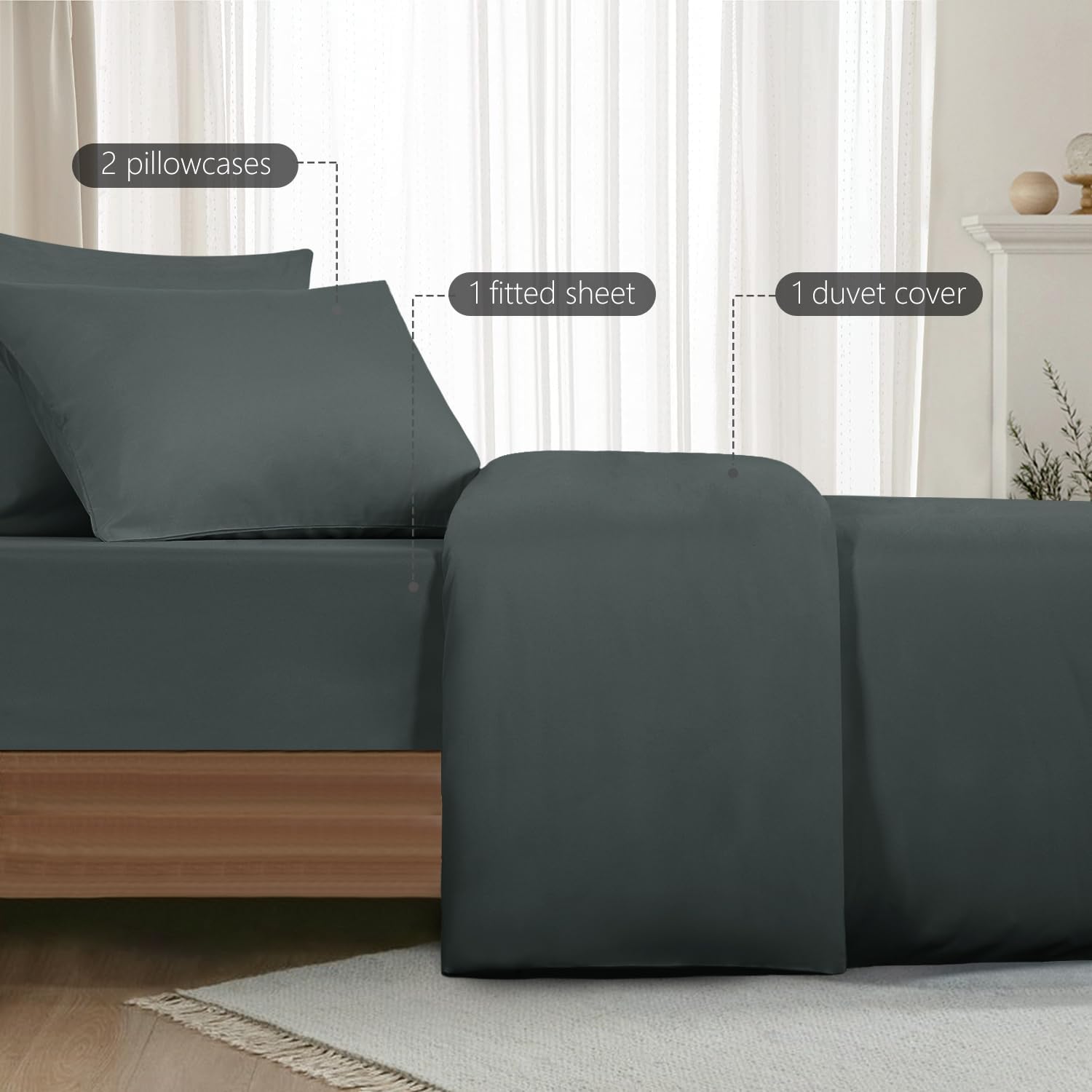 Thumbnail 1 de RUIKASI Bedding Double 4-piece set, 200cm deep pockets