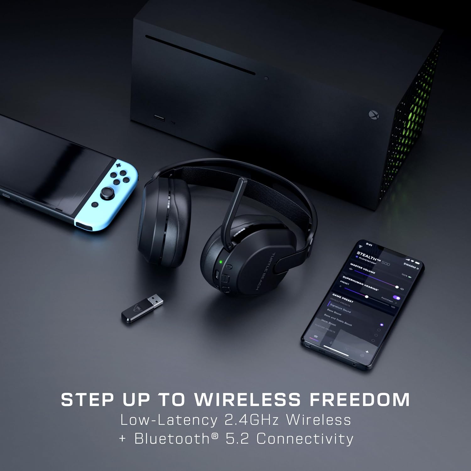 Detalle de Turtle Beach Stealth 500 Schwarz: kabelloses Gaming-Headset für Xbox (2,4 GHz & Bluetooth) mit bis zu 40 Std.
