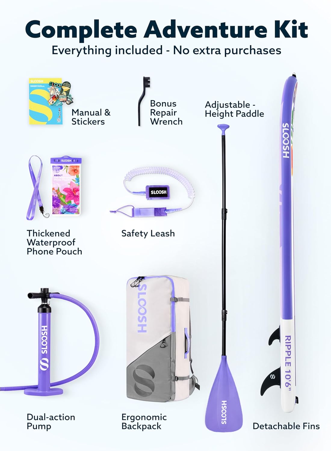 Thumbnail 6 de SLOOSH Ripple 10'6" Inflatable SUP with Premium Accessories