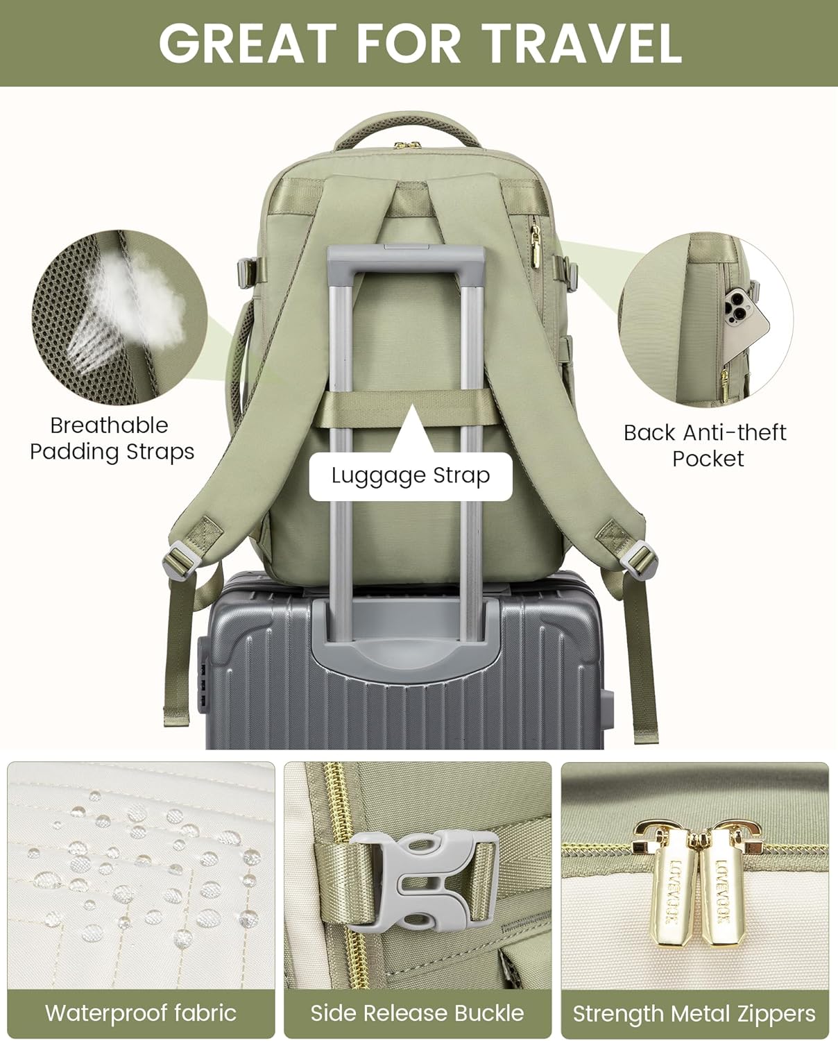 Thumbnail 6 de LOVEVOOK Travel Backpack 40L