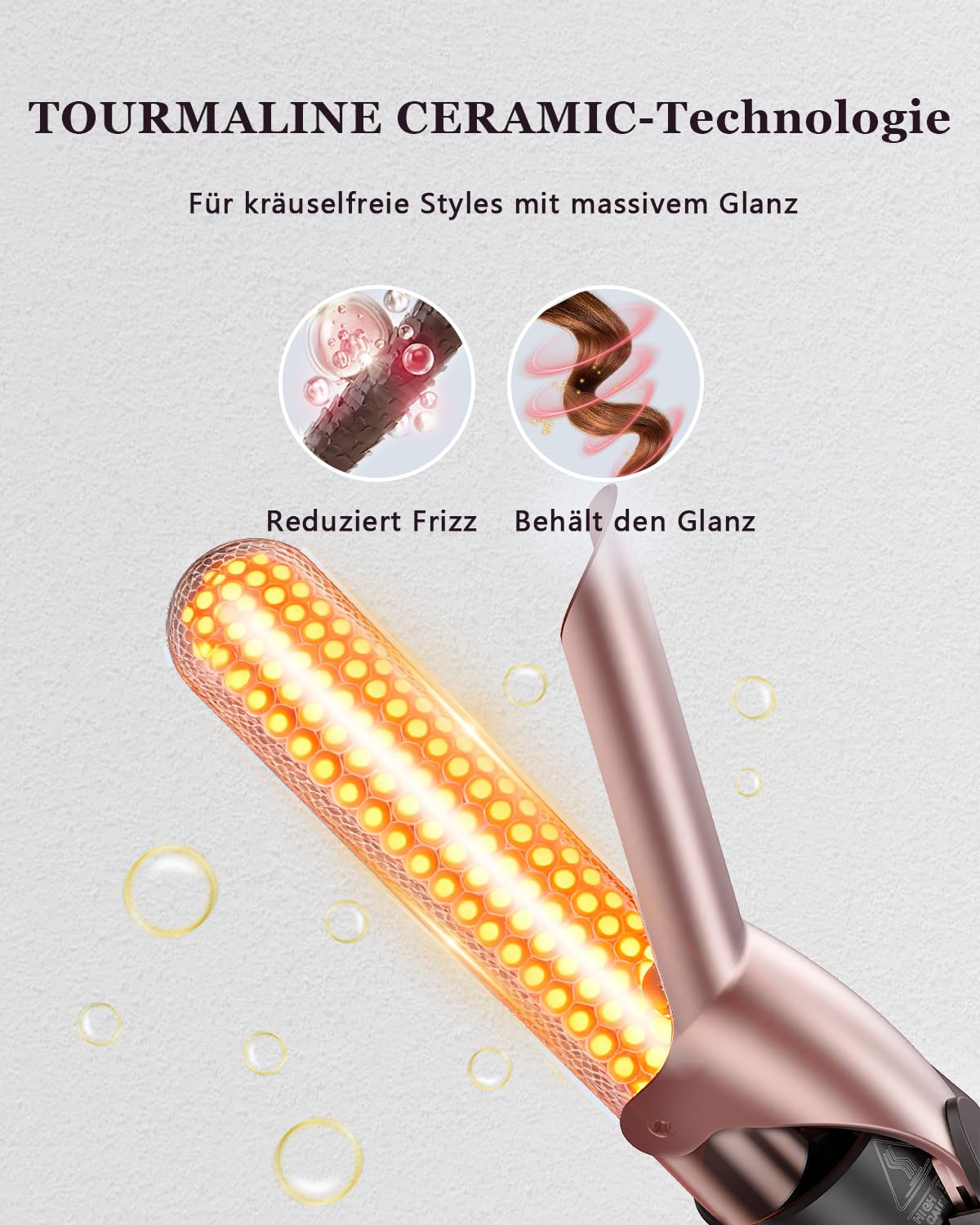 Thumbnail 3 de YGOVVK Thermischer Bürste Set 5 in 1 – Lockenbürste mit 4 austauschbaren Keramik-Lockenstäben (0.35–1.25"), Temperatureinstellung