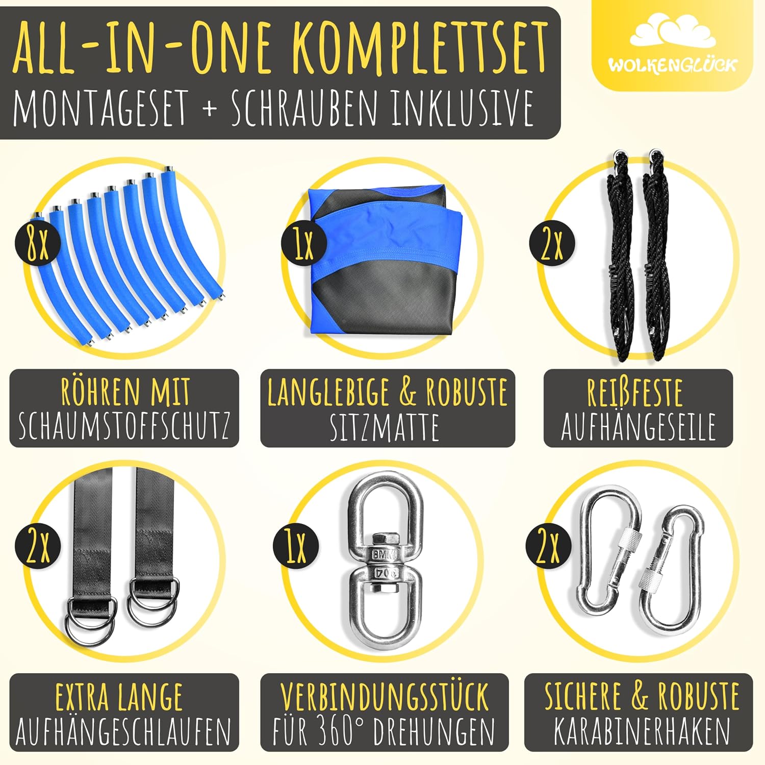 Detalle de WOLKENGLÜCK Nestschaukel 110 cm bis 150 kg