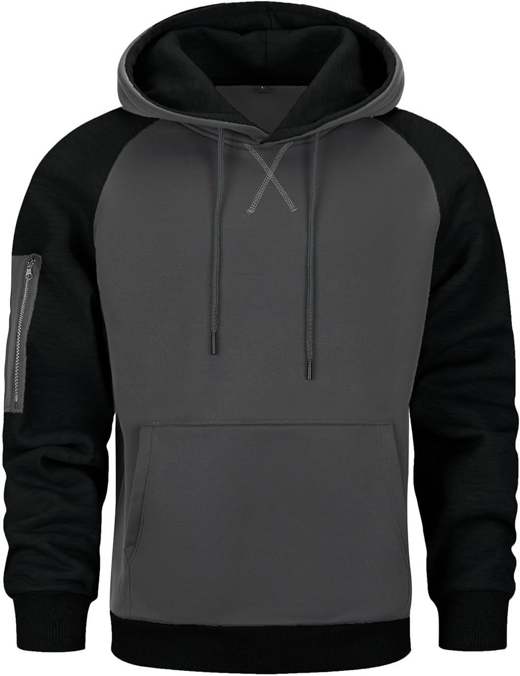 Detalle de LBL Men's Fleece Hoodie Pullover: Casual Warmth with a Contrast Hood
