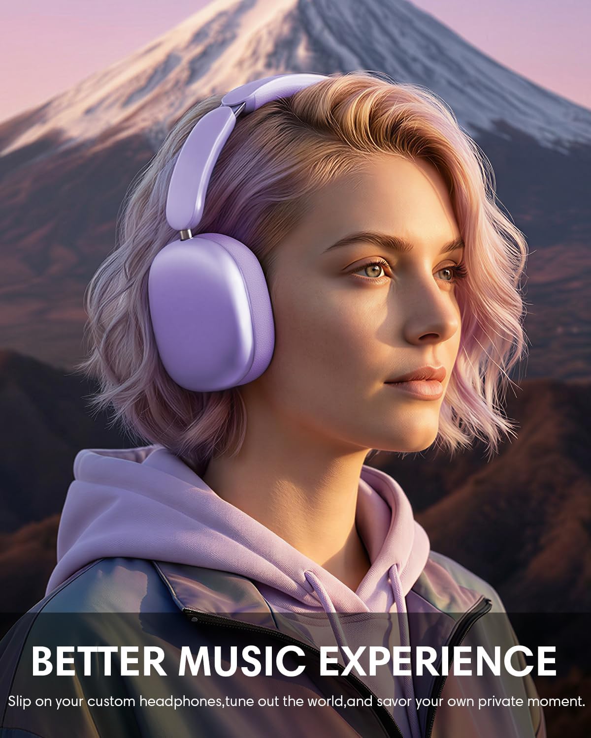 Thumbnail 6 de Wentronic Y02 Active Noise Cancelling Headphones – Wireless Over-Ear, Bluetooth 5.4, 60H Playback, Foldable & Travel-Ready (Purple)