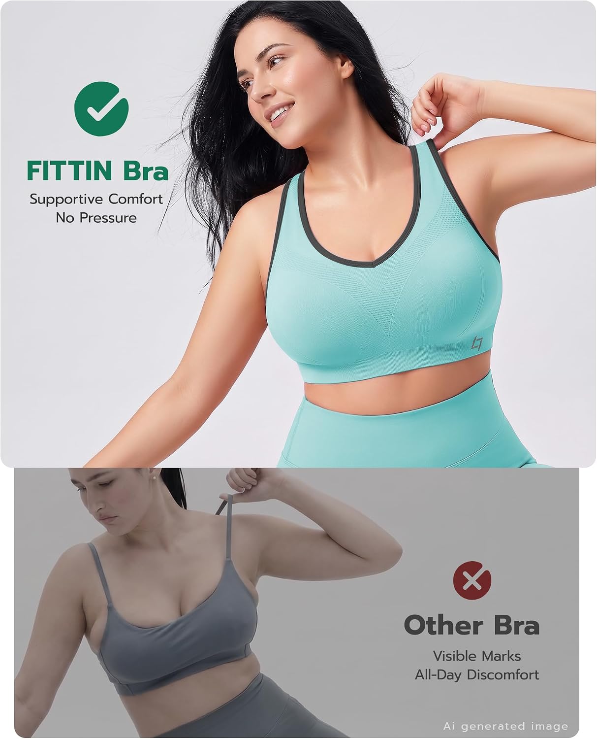 Thumbnail 1 de FITTIN Racerback Sports Bra for Women – Padded, Seamless Support for Yoga, Workout & Plus Size
