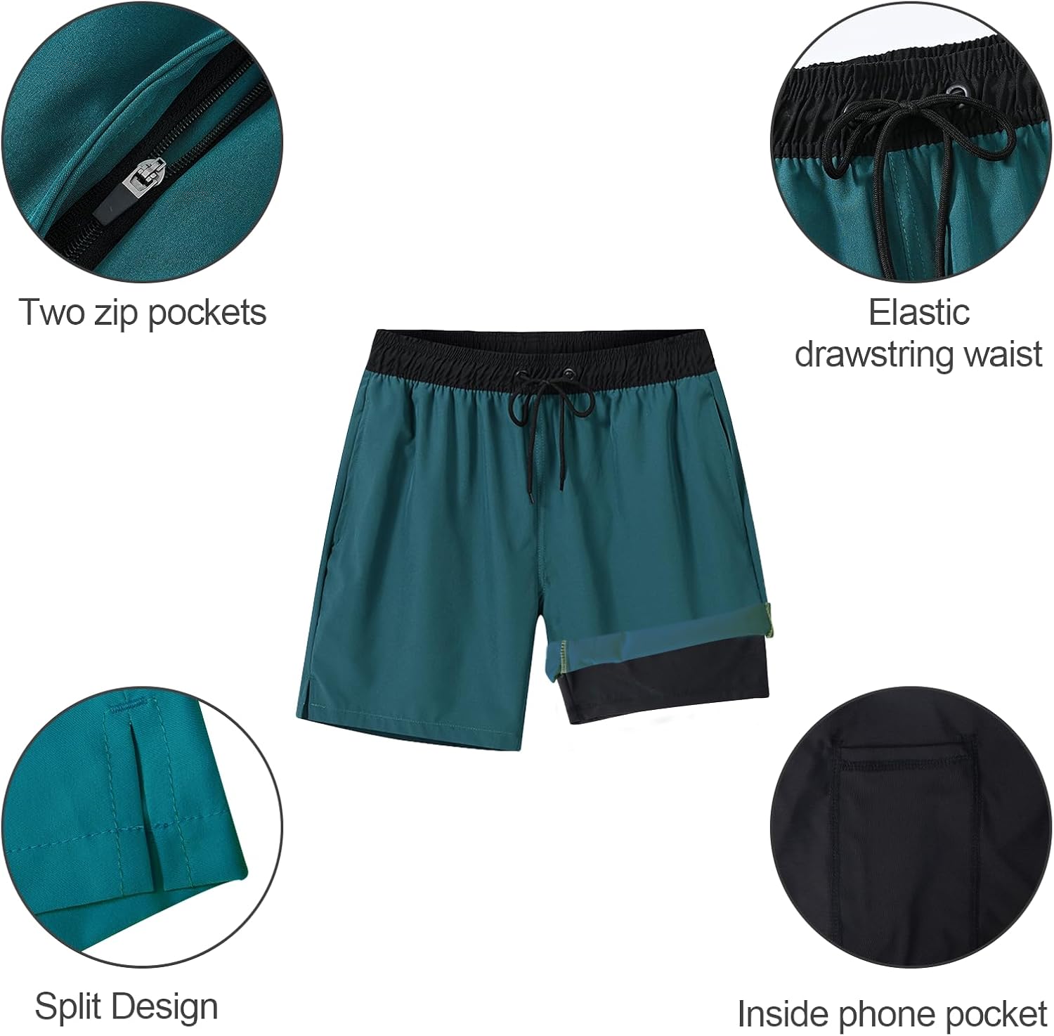 Detalle de Arcweg Badehose Herren mit Kompression Liner 2 in 1 – Komfort, Halt und Funktion