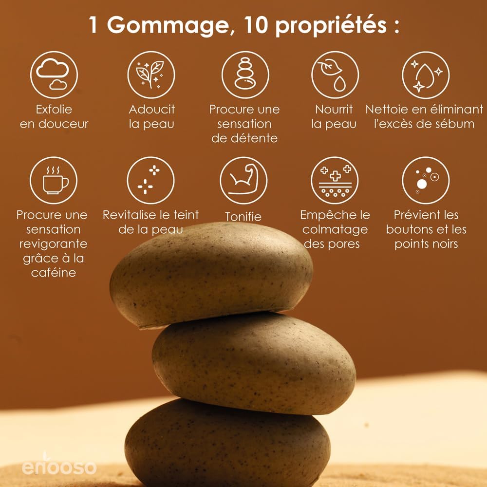 Detalle de Gommage Corps Exfoliant Solide et Bio Revitalisant au Matcha et au Café – 100% Artisan, Vegan et Cruelty Free