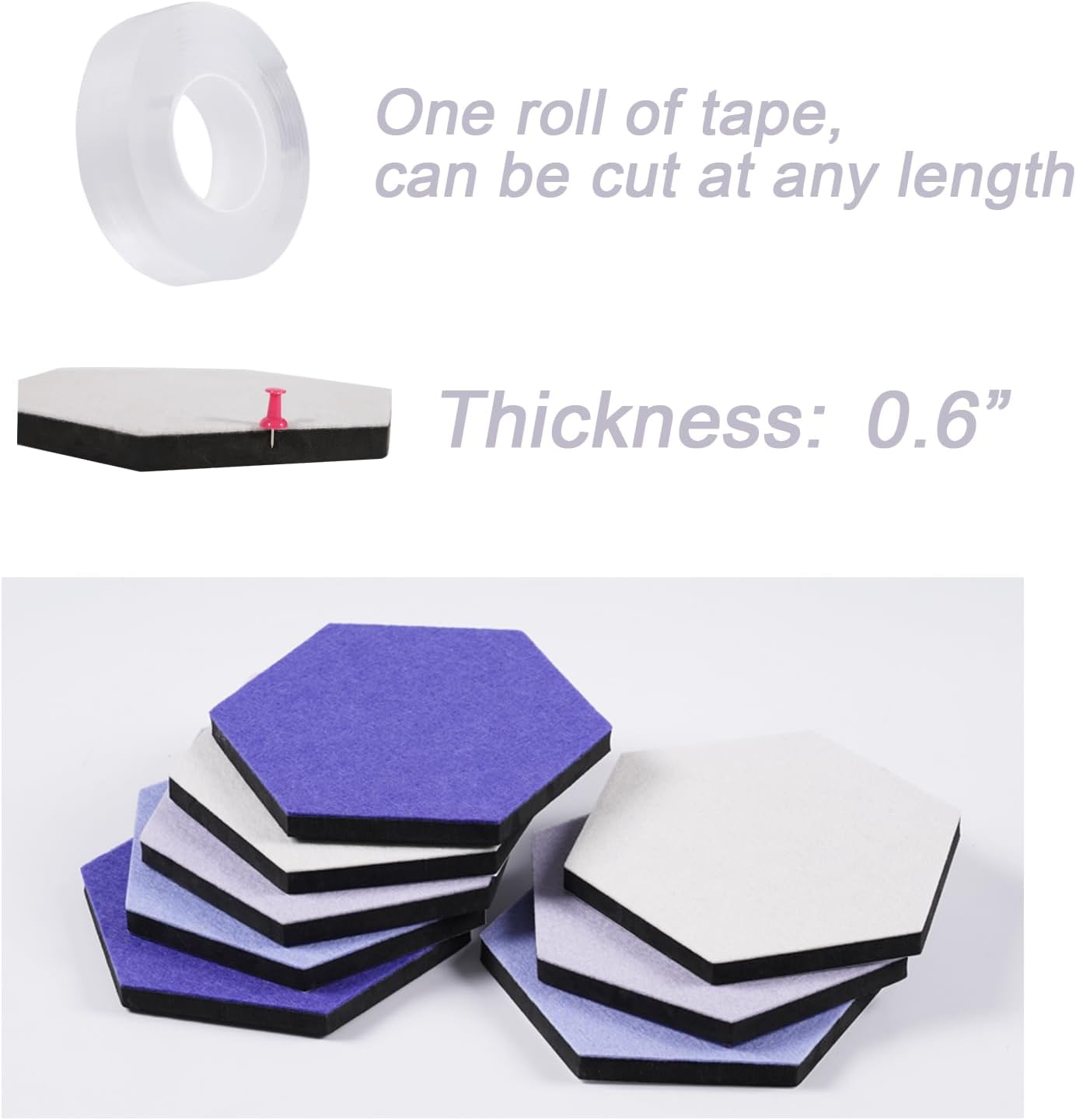 Thumbnail 4 de LAJAR Felt Bulletin Board Tiles 7.0 × 6.1 inches