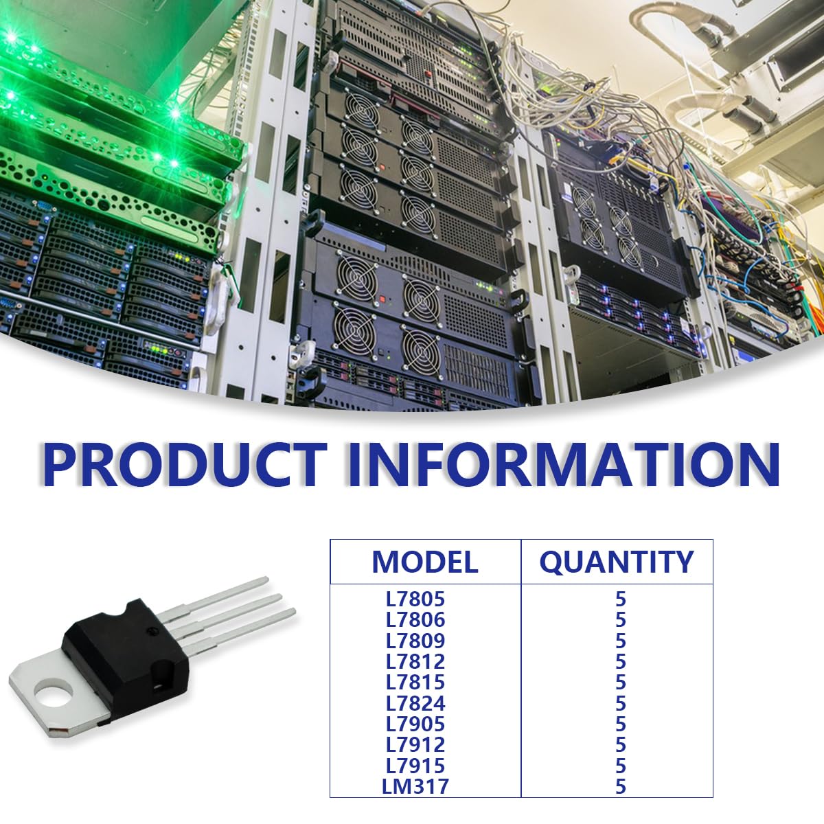 Detalle de Innfeeltech 50 Pcs Linear Voltage Regulator Kit with 10 Models and LM317