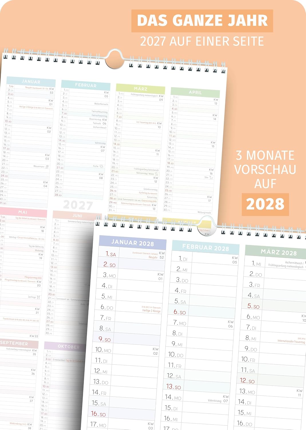 Thumbnail 6 de Spielefabrik Familienkalender 2027 – Fünf Spalten WEISHEITEN, 23 × 43 cm