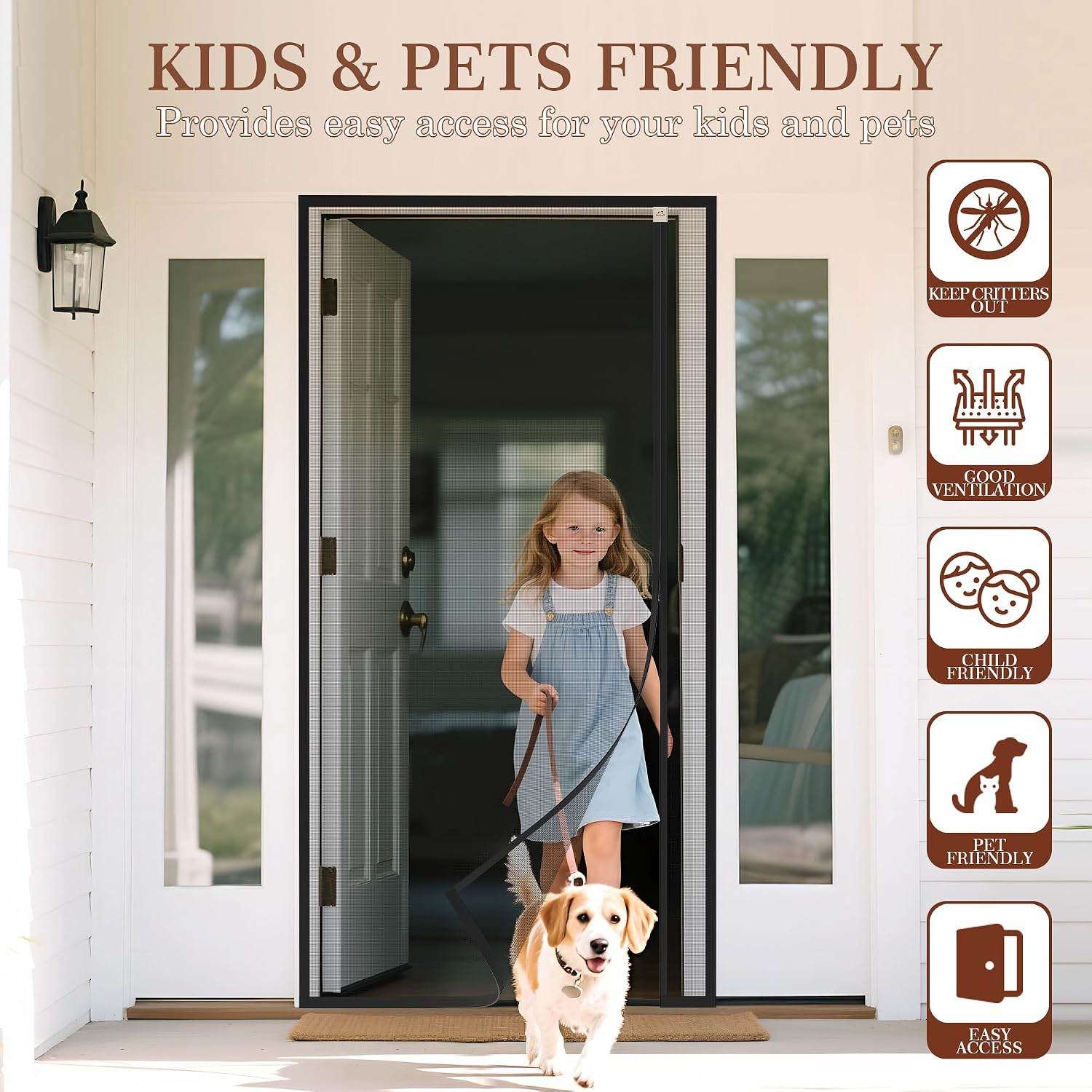 Thumbnail 6 de Yotache Magnetic Screen Door, Reversible Side Opening, 74" x 81" Polyester Mesh