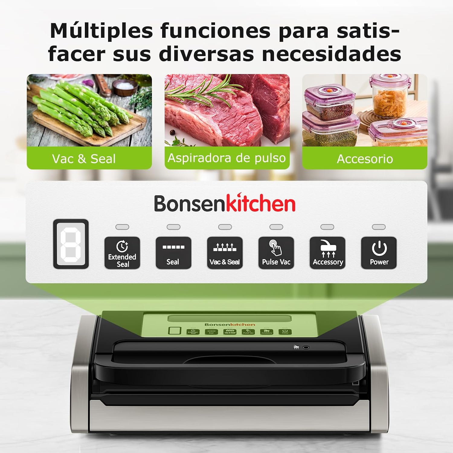 Detalle 2 de Bonsenkitchen Envasadora al Vacío Potente 4 bombas