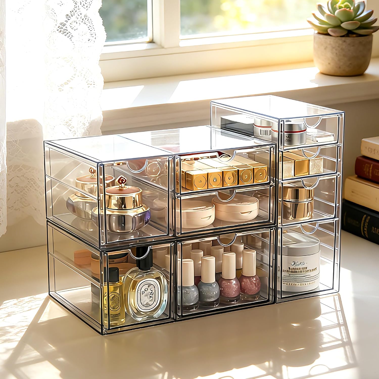 Thumbnail 1 de Prsildan Acrylic Drawer Makeup Organizer 9-drawer set