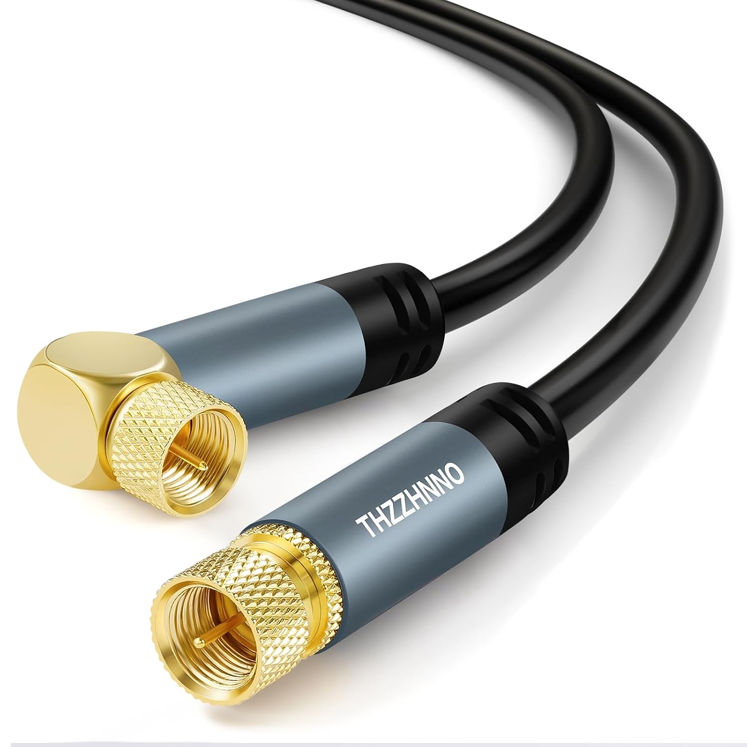 Detalle de Thzzhnno 5M F-Type Coaxial Cable — 90 Degree Angled to Straight Male Cord