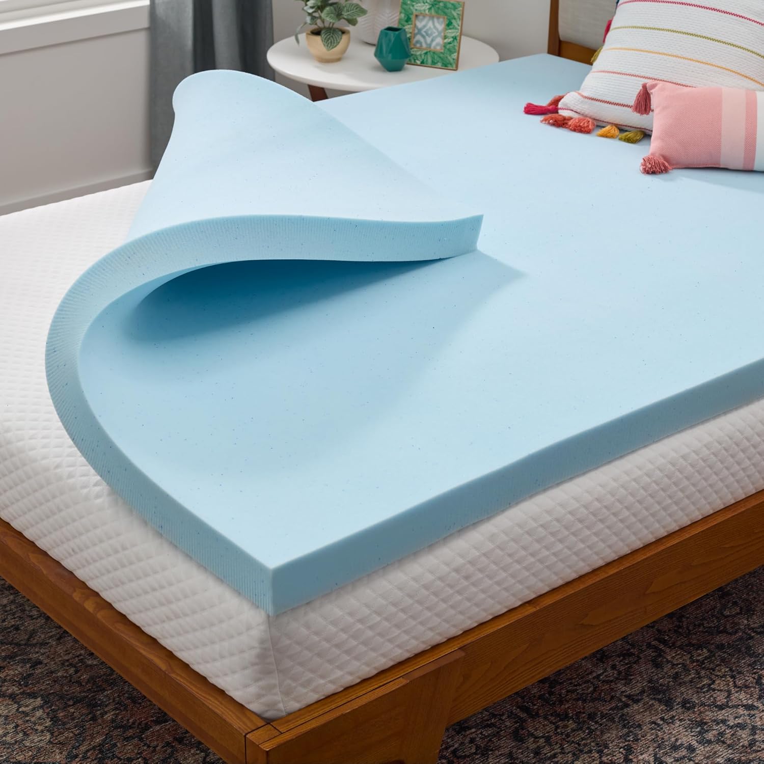 Detalle de Linenspa Memory Foam Mattress Topper, Twin XL (3 Inch) – Gel-Infused Plush Comfort with Cooling