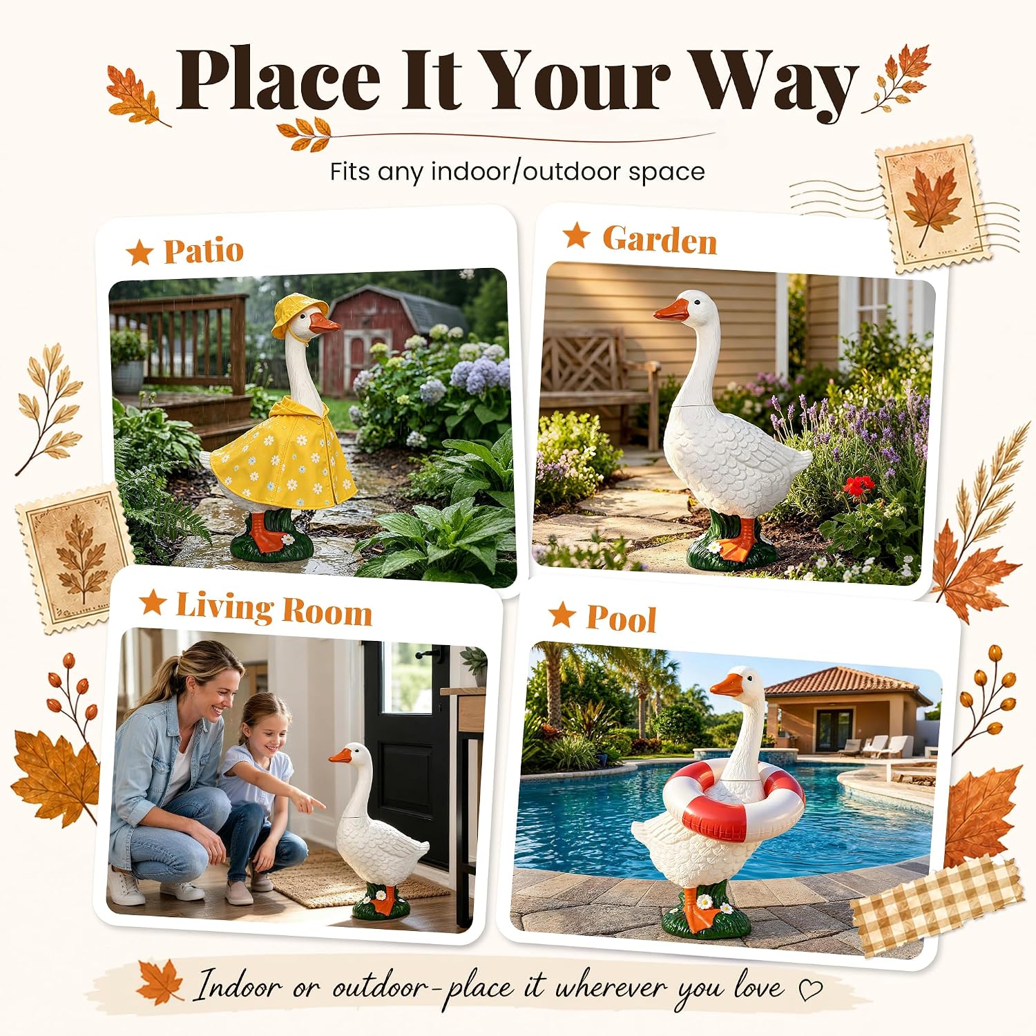 Thumbnail 6 de GIGALUMI 11749 23-Inch Porch Goose Statue with Rotating Neck and Fillable Base