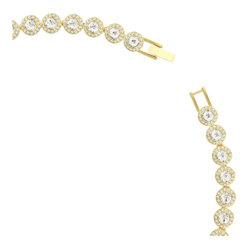 Detalle de Swarovski Una Angelic Tennis Halskette – Weiße, vergoldete Damenkette mit Rundumlaufenden Kristallen, 38–41 cm