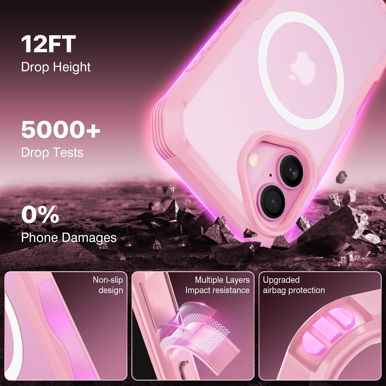 Thumbnail 4 de CENHUFO 360° Protection Case for iPhone 16 Plus with Built-in 9H Glass Screen Protector and Camera Lens Shield