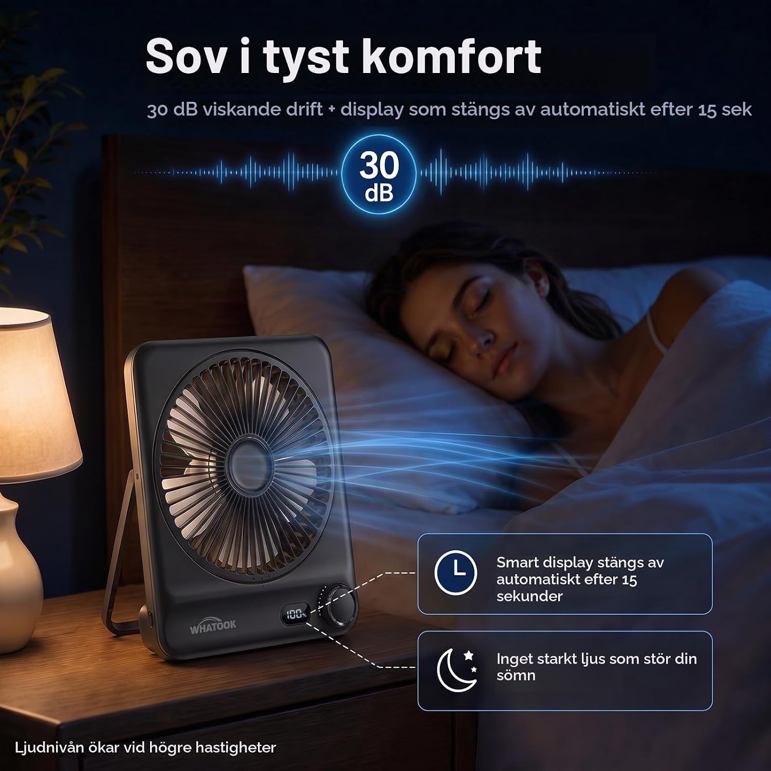 Thumbnail 4 de WHATOOK CF03 uppladdningsbar bordsfläkt, 10 000 mAh, 100 hastigheter