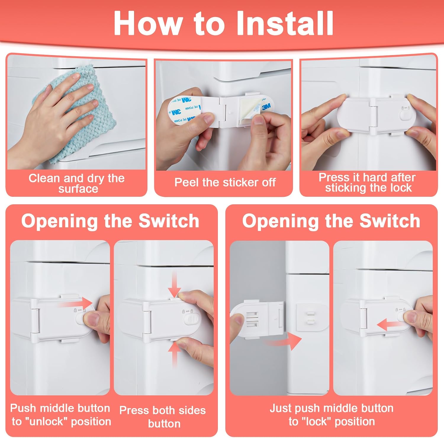 Thumbnail 6 de REDTRON Child Safety Cabinet Locks 4 pack 🧷