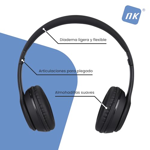 Detalle de NK Auriculares Inalámbricos de Diadema: ligeros, con FM y TF, 4 h de autonomía