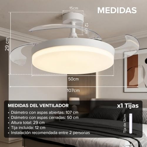 Thumbnail 2 de 3NOD CONCEPT OVA Ventilador de Techo con Luz, Blanco