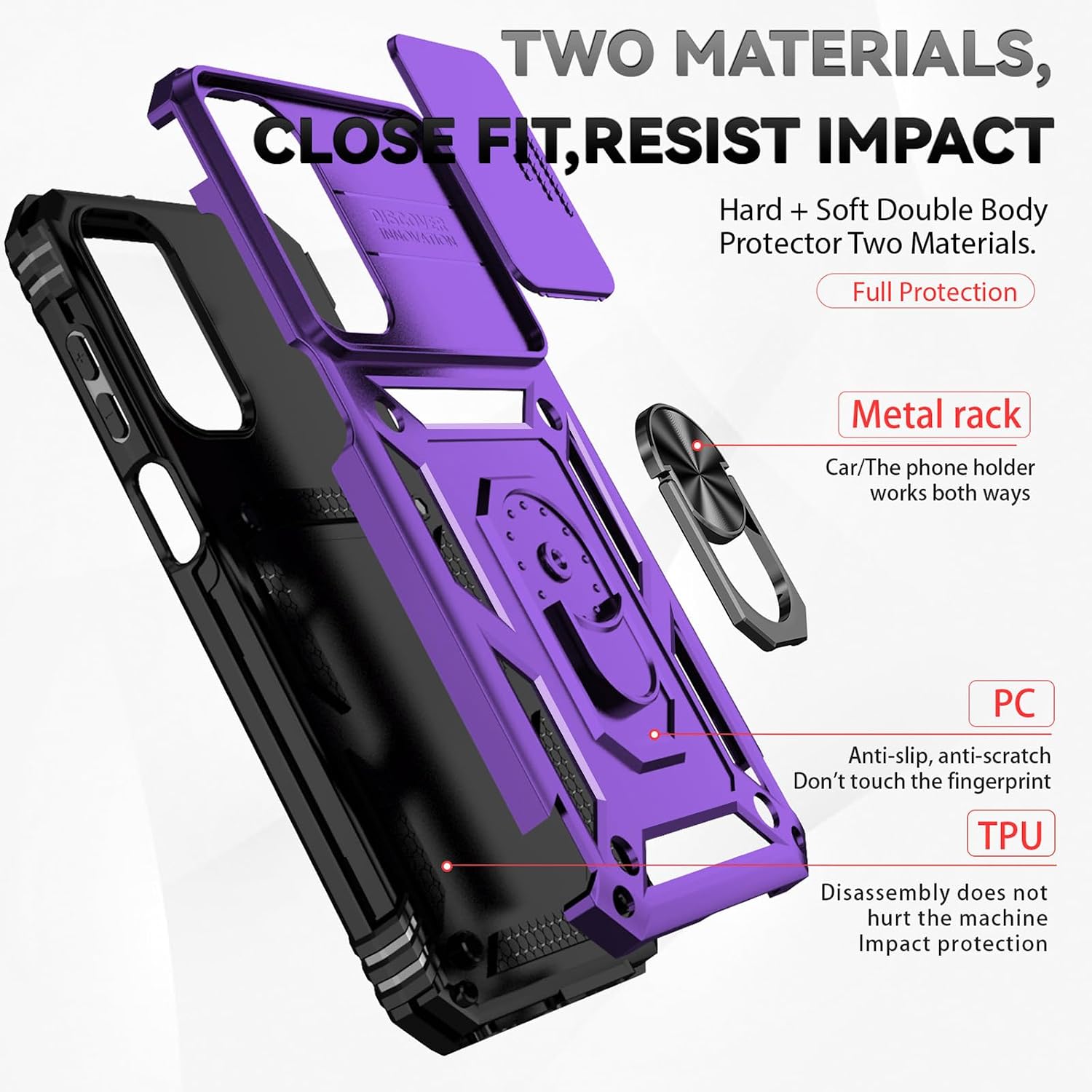 Detalle de Yiakeng Samsung Galaxy A16 5G Case with Screen Protector (Purple) – Military Grade 20ft Drop Tested