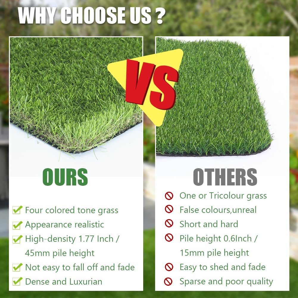 Thumbnail 4 de Petgrow 1.77-Inch Artificial Grass Turf, 7 x 15 Feet, with Drainage Holes