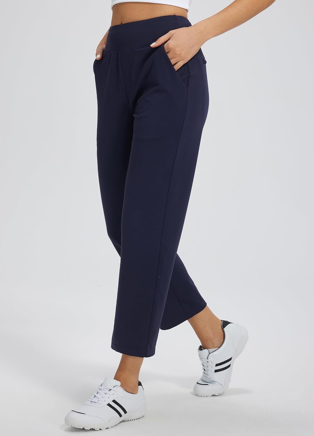 Detalle 2 de Libin Damen Golfhosen 7/8 Lang – Leichte, atmungsaktive Freizeit- und Golfhose mit UV-Schutz