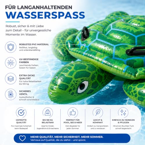 Detalle de XXL Schildkröte aufblasbar Schwimmring grün Ø 150 cm – TK Gruppe Timo Klingler