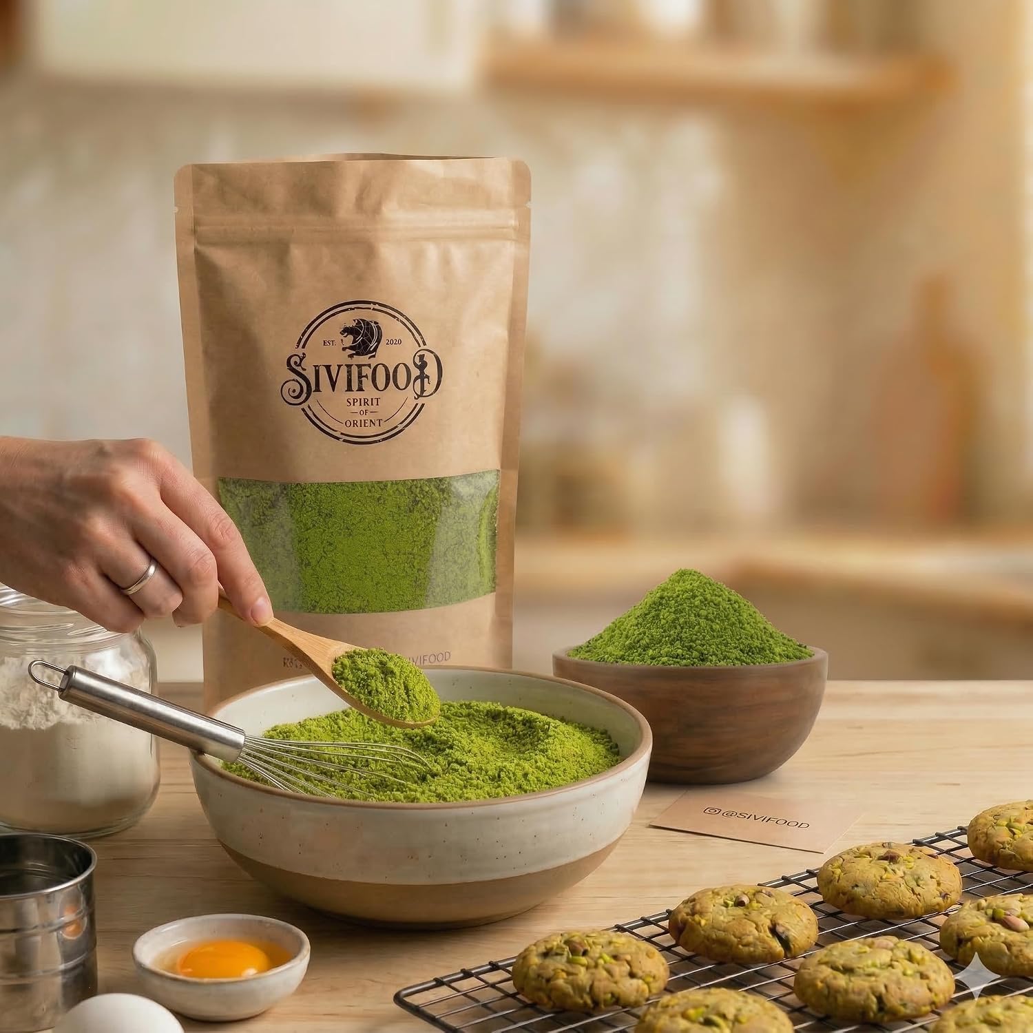 Detalle de SIVIFOOD® gemahlene Pistazien (500 g) naturbelassen – ungesalzen, vegan, fein zum Backen