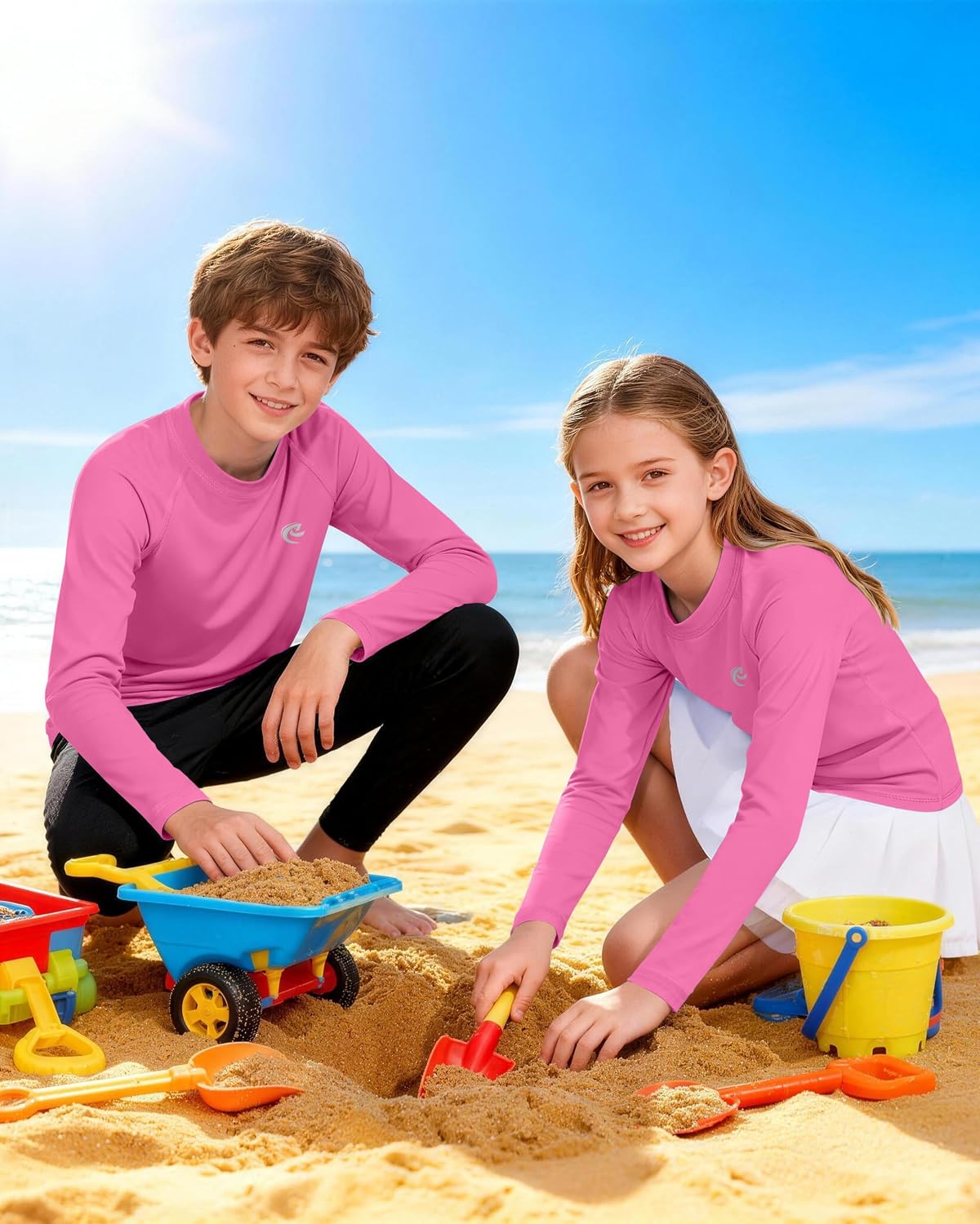 Detalle 2 de Boys UPF 50+ Swim Shirt Long Sleeve with 1 or 2 Pack UV Sun Protection Rash Guard