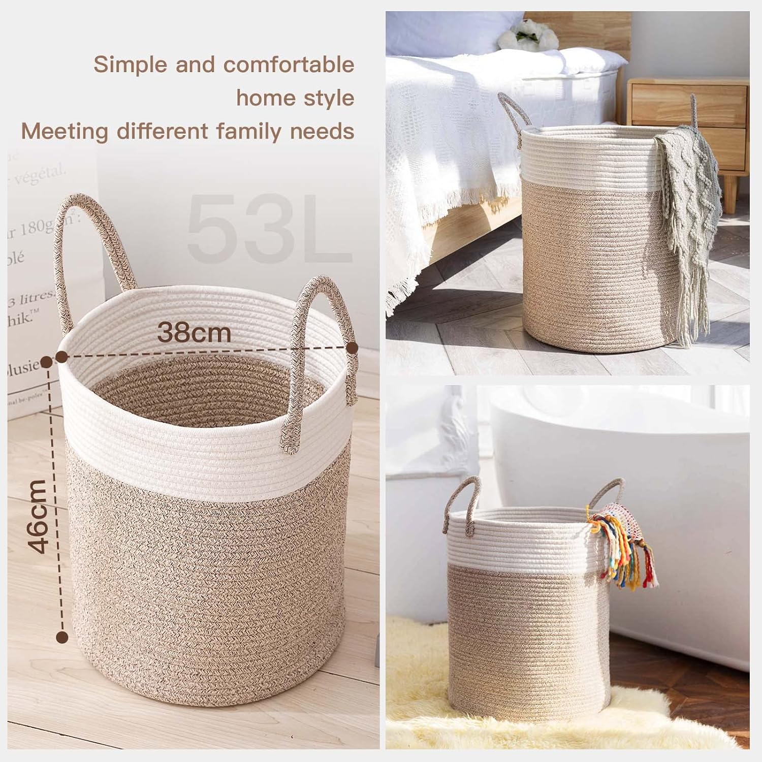 Thumbnail 3 de Grand Panier à linge pliable avec anse – Grand modèle XL 46 × 38 cm pour rangement intérieur
