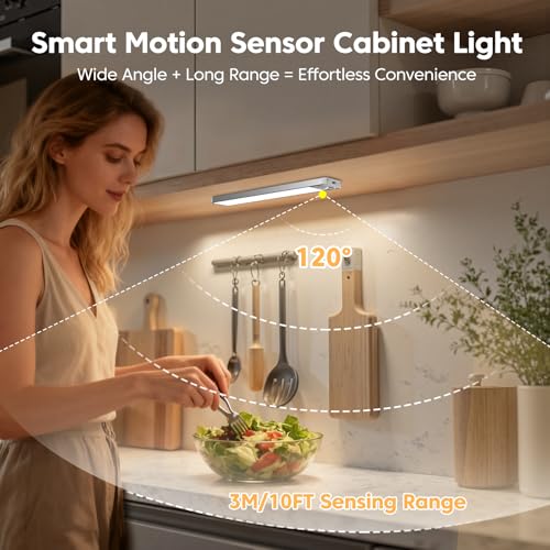 Thumbnail 1 de FILIYANO Luces LED para cocina bajo gabinete con sensor de movimiento, 20 cm y 3 colores (3 Pack) recargables magnéticas