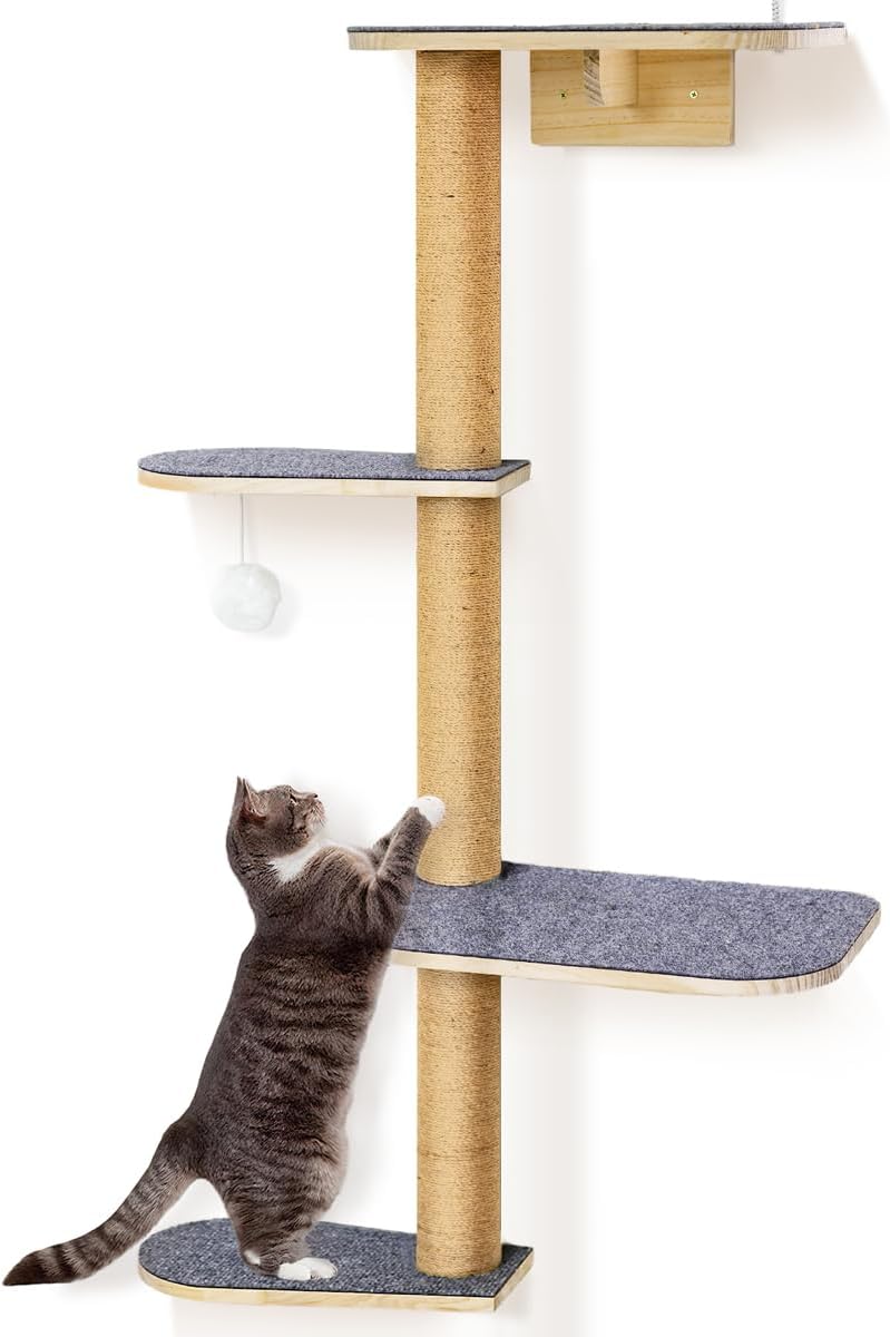 Thumbnail 5 de Wall-Mounted Cat Tree 125cm — 4‑Tier Cat Tower 🐱