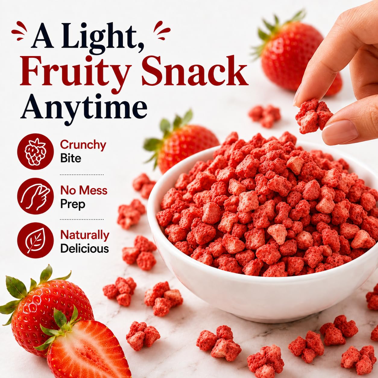Detalle de WildSap Emeralds Freeze-Dried Strawberries, 19.2 oz Tin, No Added Sugar