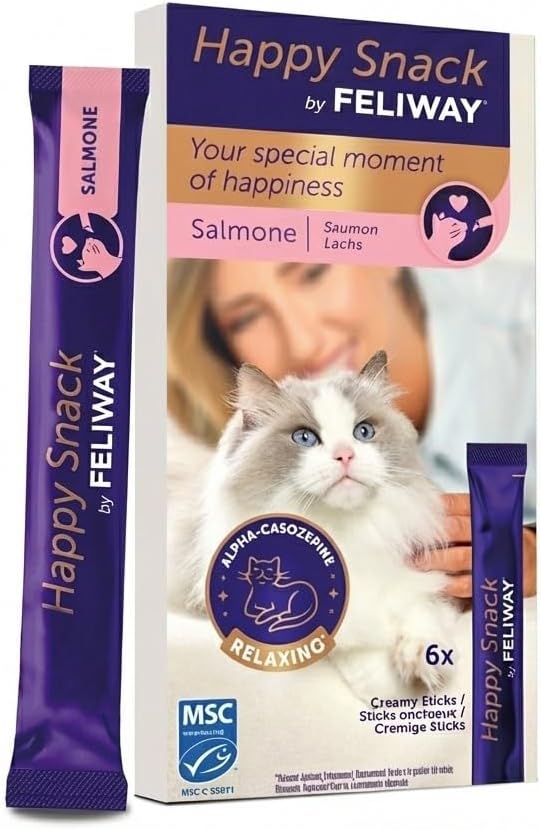 Happy Snack by FELIWAY – Gustosi snack calmanti per gatti, 6 stick
