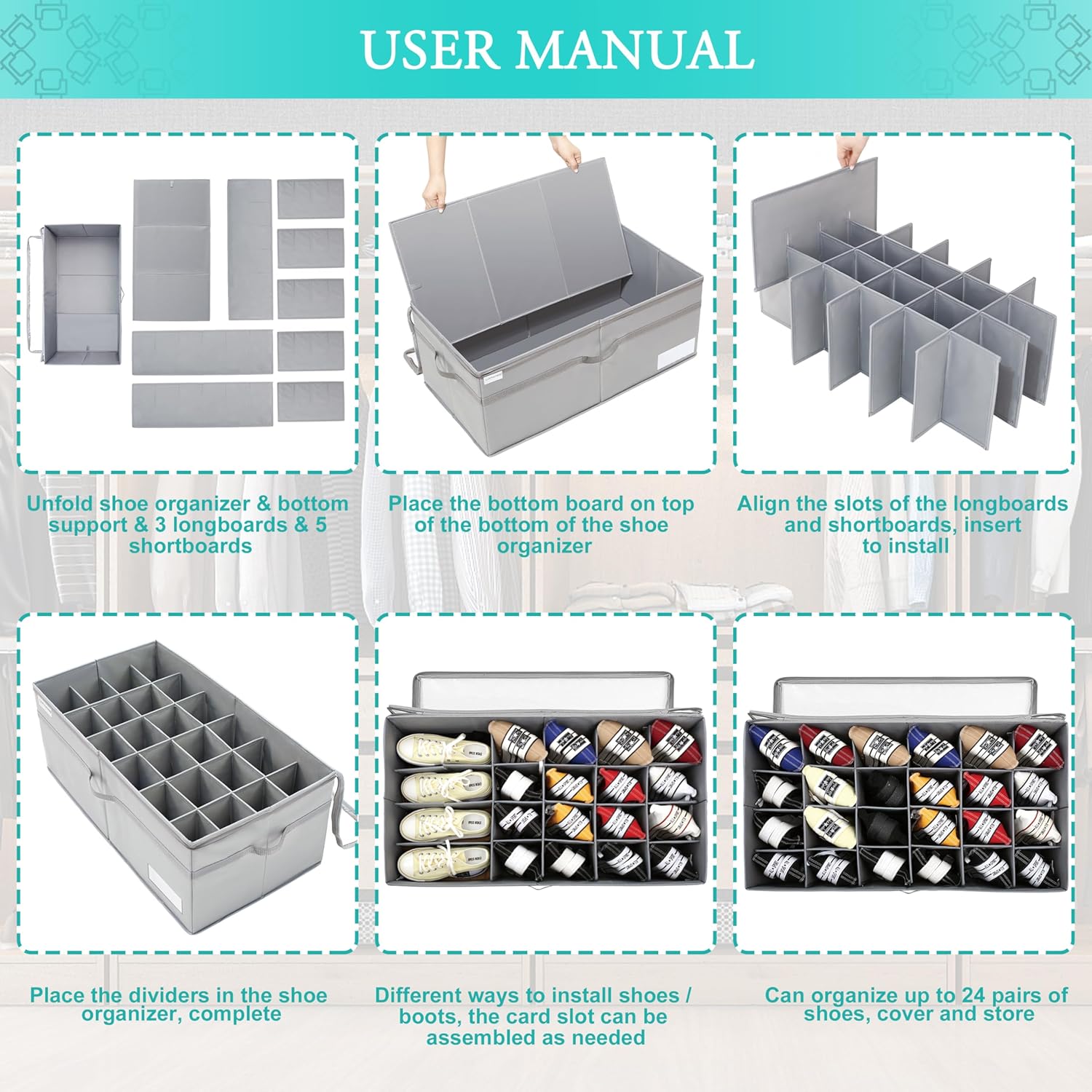 Thumbnail 5 de Organizer Scarpe per Armadio 24 paia — Contenitori trasparenti per scarpe