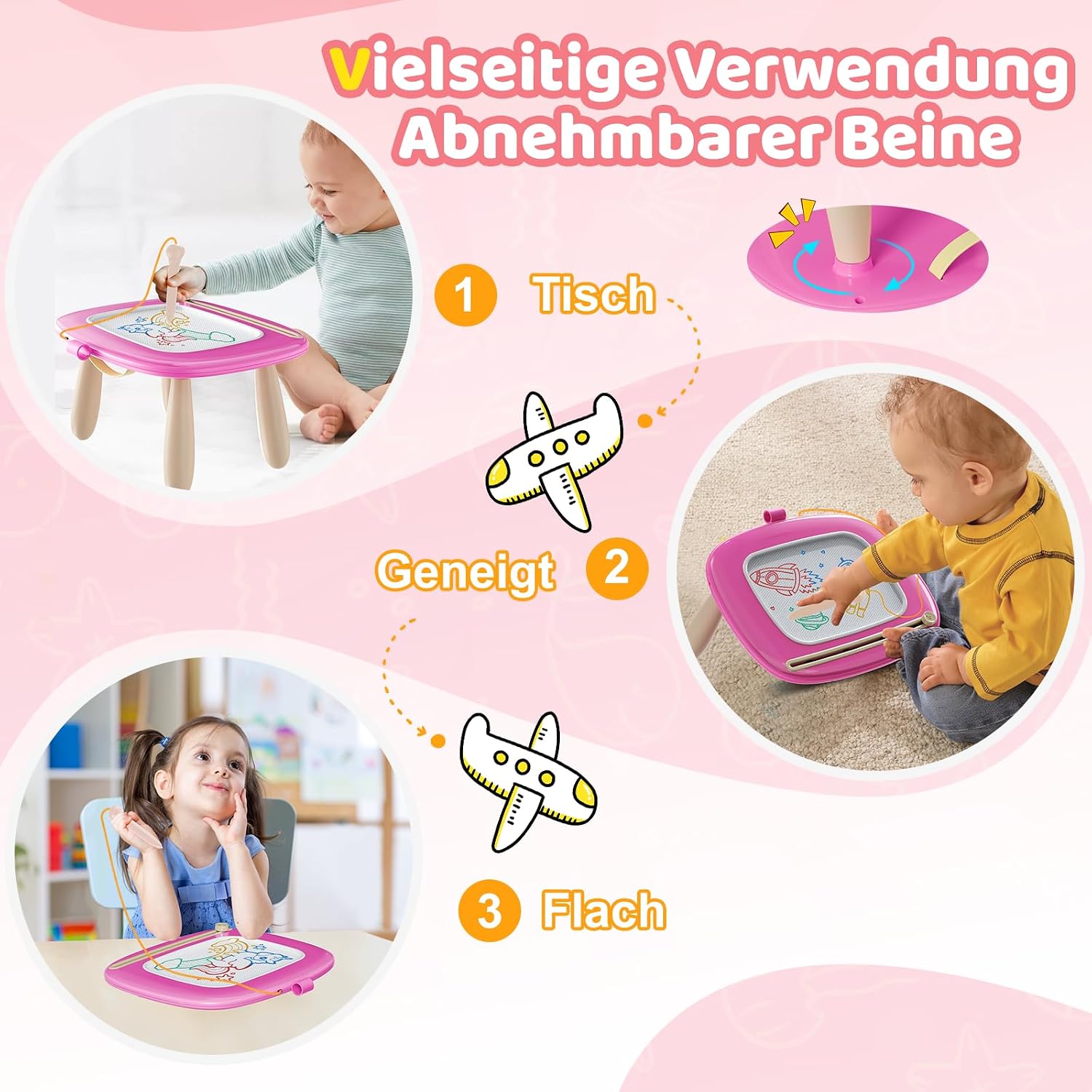 Detalle 1 de Kikidex Magnet-Zeichentafel 1-3 Jahre rosa