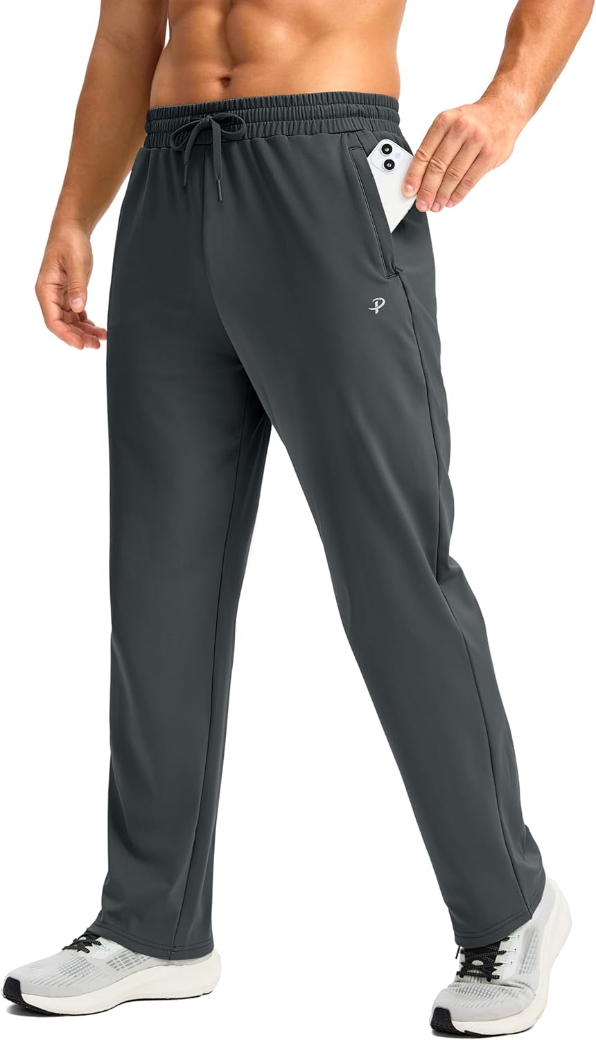 Detalle de Pudolla Men's Fleece Lined Sweatpants with Zipper Pockets
