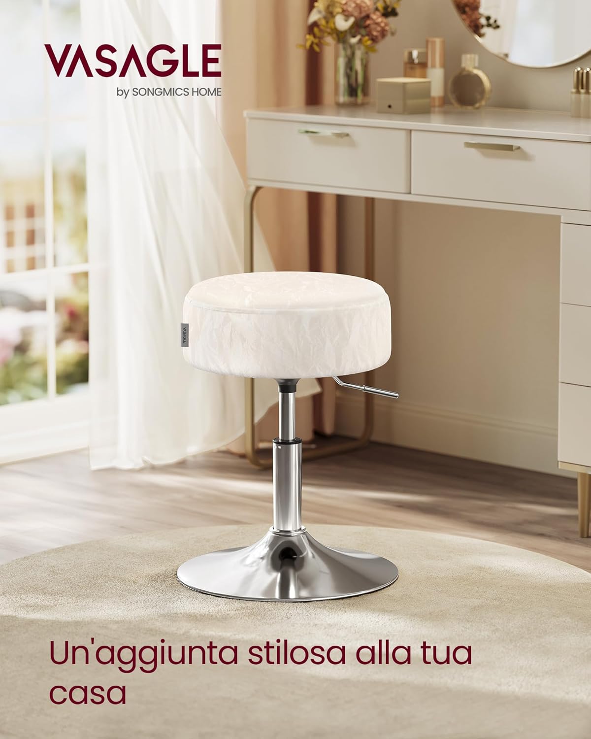 Detalle 2 de VASAGLE LJB120W01 sgabello trucco regolabile 45,5–57,5 cm