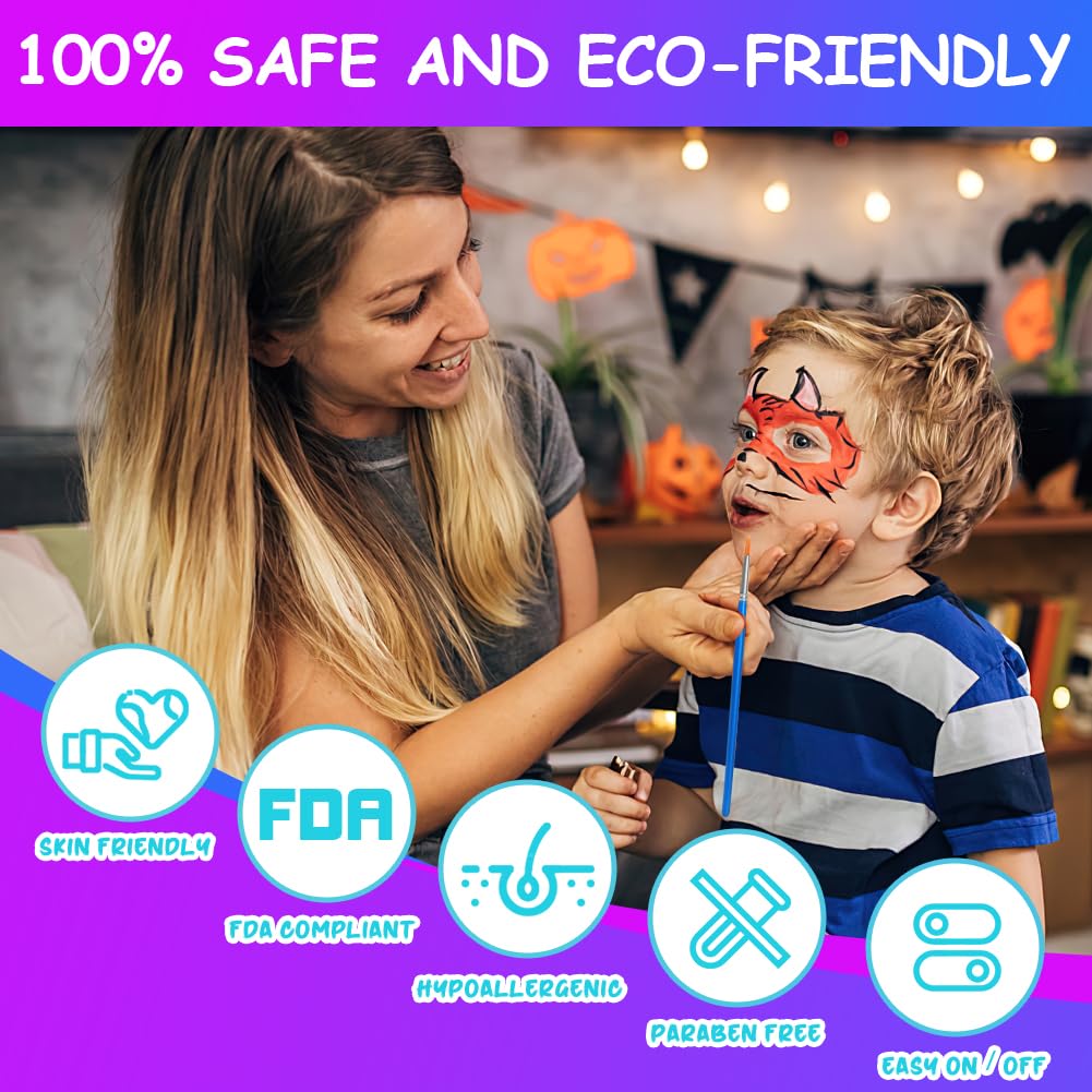 Thumbnail 3 de URAQT Kinderschminke Set – 2er Pack mit UV Face Paint und 15-Farben Schminkpalette für Kinder und Erwachsene